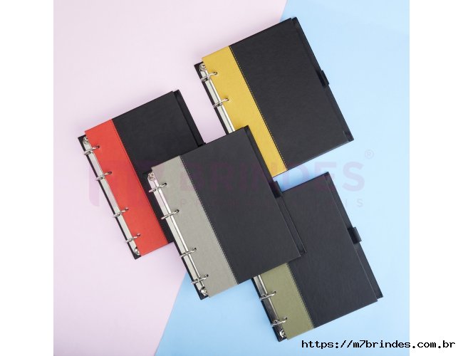 Caderno Fichrio de Couro Sinttico
