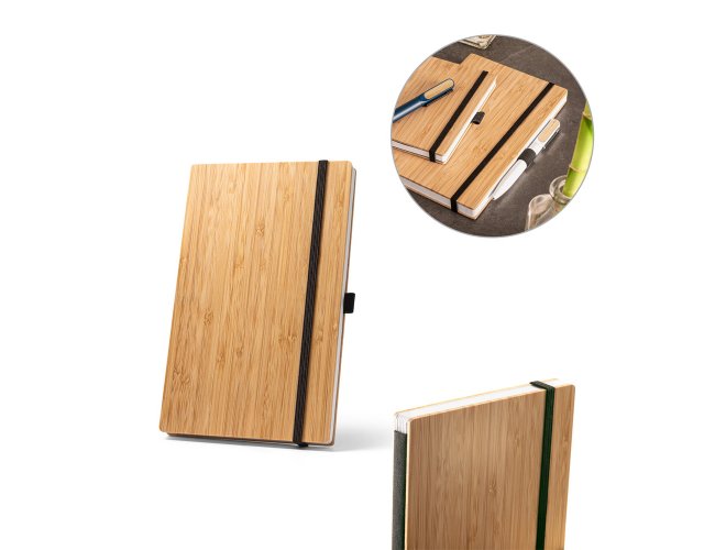 BUARQUE POCKET. Caderno de bolso com capa e contracapa em placa de bambu e lombada em PET 100% reciclado, com 160 pgina
