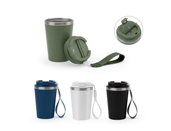 SPITZ. Copo de viagem t�rmico em a�o inox 90% reciclado de parede dupla, com acabamento em mate (440 mL)