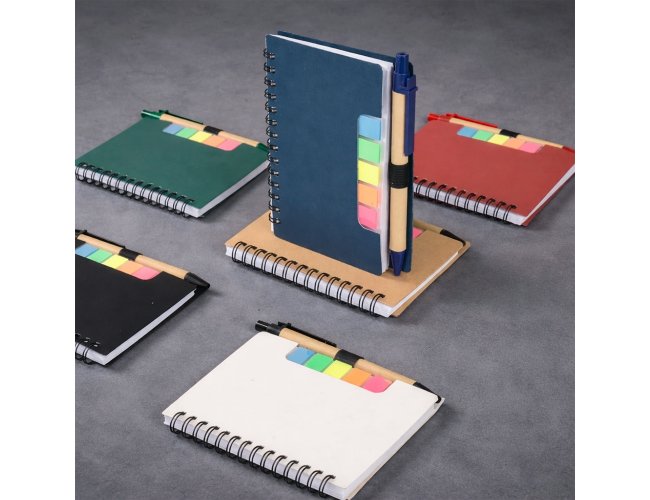 Bloco de Anotações com Autoadesivos e Caneta