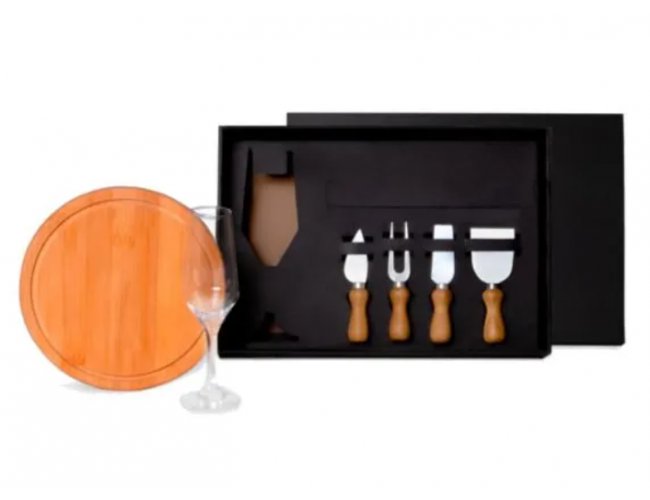 Conj. Taça. Tábua E Utensilios - 6 Peças
