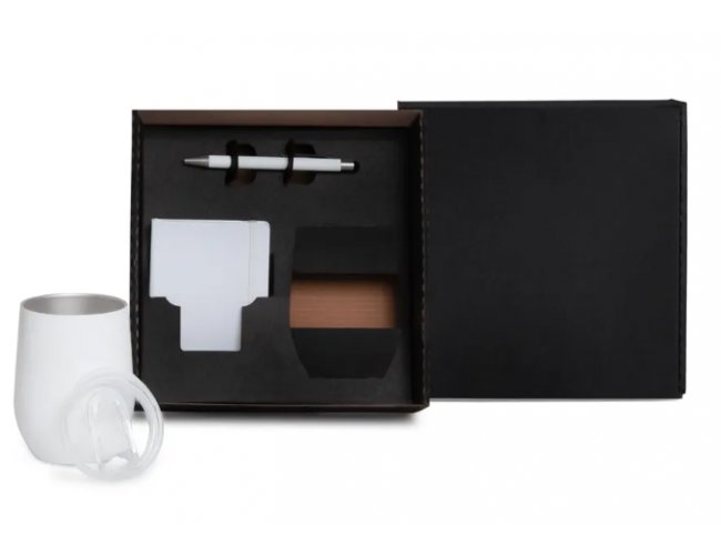 Kit Copo T�rmico E Acess�rios - Branco - 3 P�s