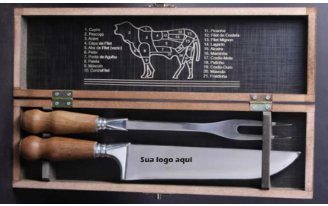 KIT CHURRASCO 2 PEÇAS COM ESTOJO DE MADEIRA