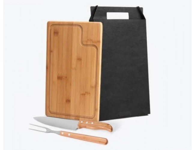 CONJ. PARA CHURRASCO EM BAMBU / INOX TEXAS - 3 PS