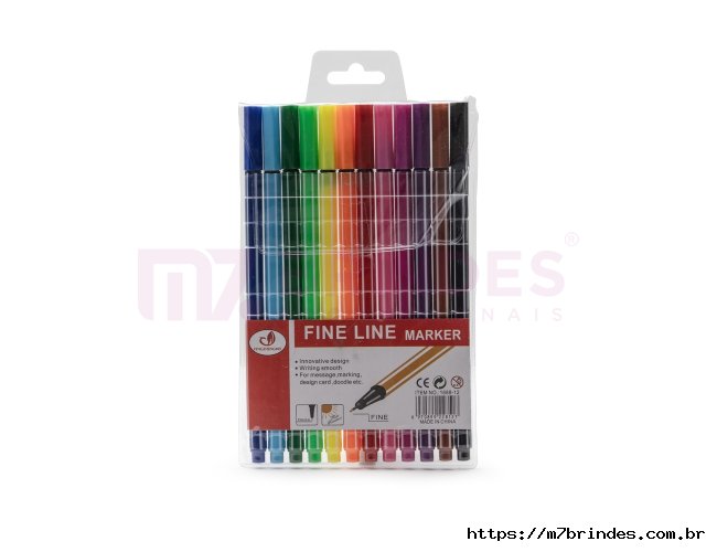 Kit Canetinhas Tra�o Fino 12 cores